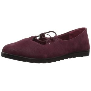 Easy Street Effie Flats Burgundy Corset Lace-Up 6W